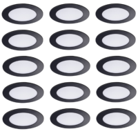 15 X Spots extra plats Noirs Led 6W 120 Blanc Chaud.