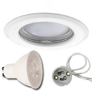 Spot Lumineux Encastrable au Plafond Blanc GU10 MR16, Douille de Base IP20,  Diamètre Non Réglable 80mm