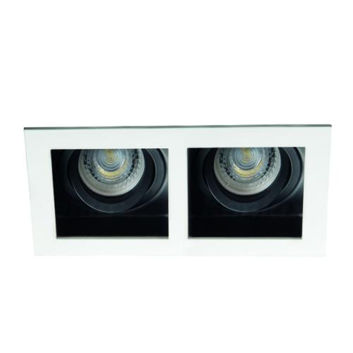 Spot encastrable downlight double orientable carré finition blanc et noir 26723