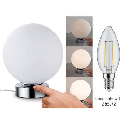Lampe à poser PAULMANN Aari max.1x20W E14 Chrome/Opale br 230V métal/verre - 770