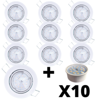 Lot 10 Spots Led encastrables extra plats blancs quips LED 5W 2700K