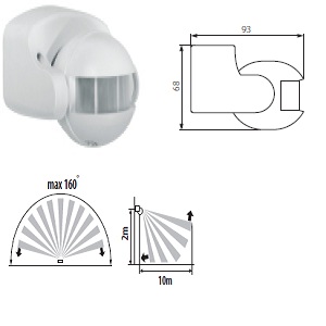 Détecteur de mouvement blanc 220-240V IMPORT