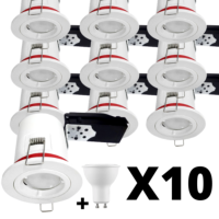 Lot 10 Spots LED 7W GU10 BBC blanc 88 mm Blanc chaud 2700K - douille automatique