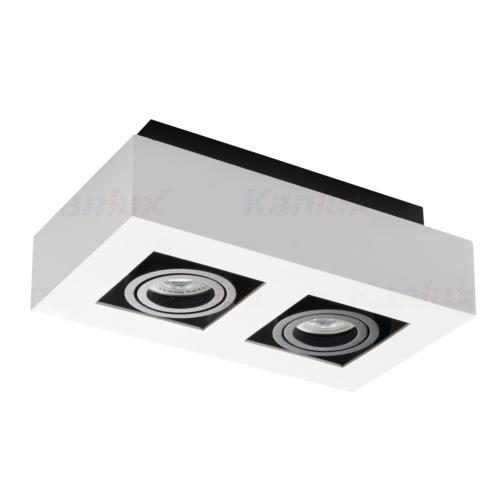 Spot/ Plafonnier double saillie orientable blanc mat pour LED GU10 Kanlux 26833