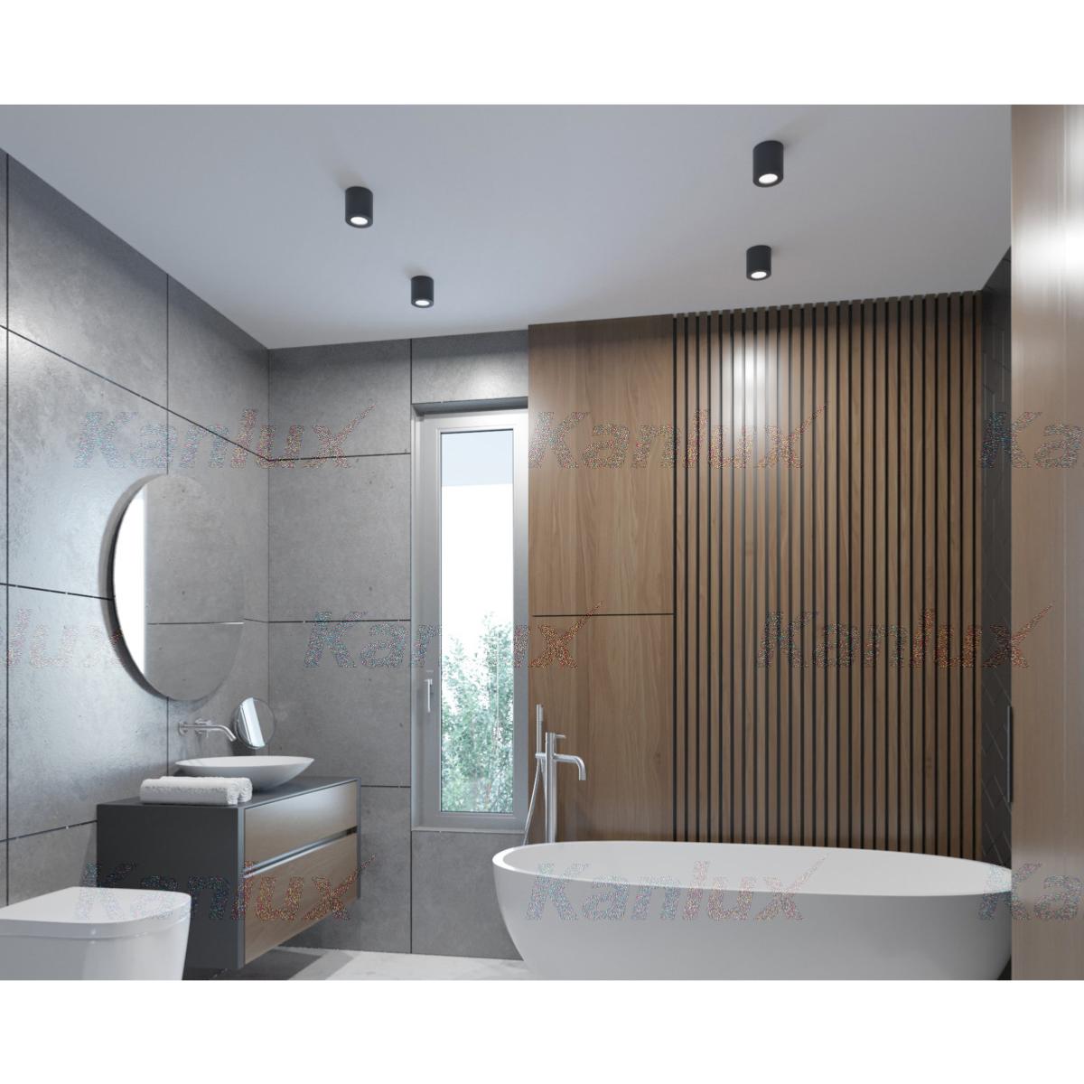 Spot plafond salle de bain moderne noir, Nelis, IP44