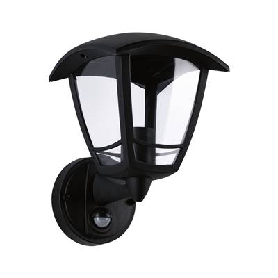PAULMANN Outdoor 230V WallL Classic curved PIR IP44 E27 Clear Glass/noir w/o LA