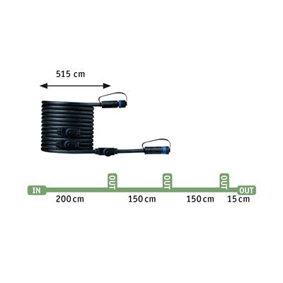 PAULMANN Outdoor Plug & Shine Cable IP68 5m 1in-4out 2x1.5qmm noir c - 94596