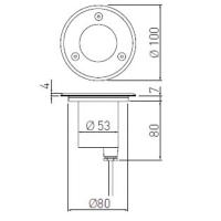 Spot exterieur IP67 Encastrable 230V pour led GU10 Acier brossé Rond