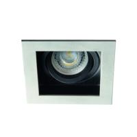 Spot encastrable downlight orientable carré finition alu et noir 26721