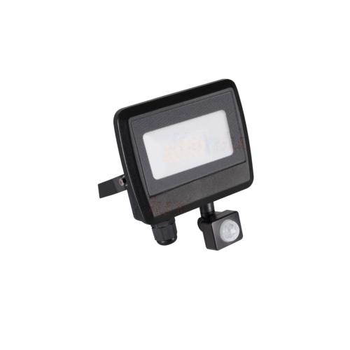 Projecteur LED 20W extérieur Noir IP65 à détection 4000K avec presse-étoupe