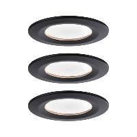Lot de 3 Spots LED encastrable Nova LED Coin 6W 230V noir IP44 PAULMANN 94473