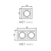 Spot encastrable downlight double orientable carré finition blanc et noir 26723