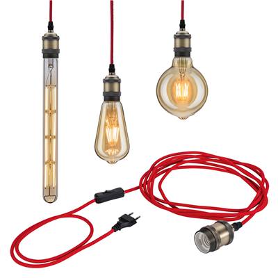 Suspension PAULMANN Neordic Eldar avec prise max. 1x20W E27 Rouge/Bruni 230V Mét