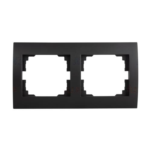 Plaque double horizontale pour prises et interrupteurs Mowion noire