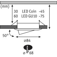 Lot de 3 Spots encastrables 230V Chromé IP23 pour LED GU10 Paulmann 92488