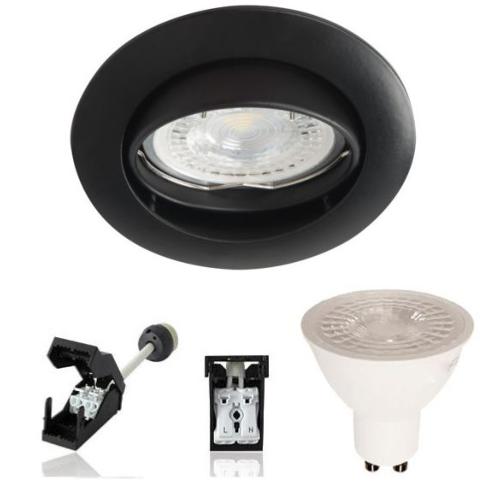 Spot Led GU10 Encastrable Orientable Noir mat Led 6W rendu 50W 120° 4000K.