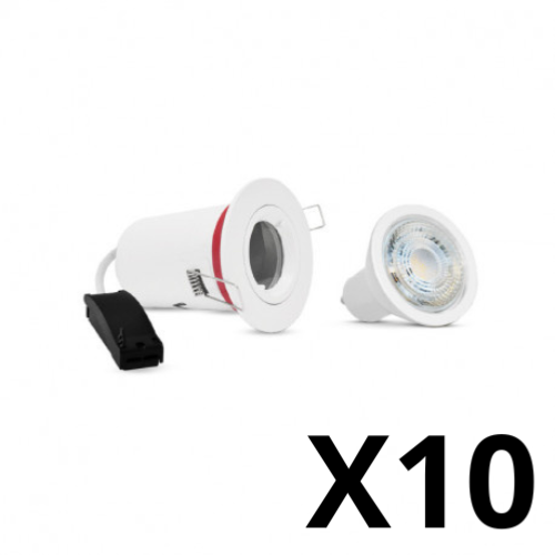 10 x Spots RT2012 blancs recouvrables isolant + LED GU10 3000K dimmables