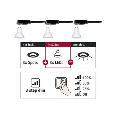 Kit de 3 encastrés PAULMANN Choose GU10 3step dim 3x6W 460lm 2700K 51mm - 28785