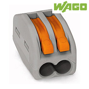 WAGO Borne 2 connecteurs avec levier pour fil souple & rigide. 222-412 L'unité