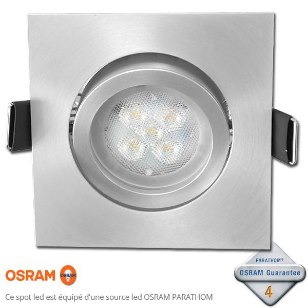 Spot Led Gu10 Encastrable Acier Brosse Avec Led Osram 4 6w Rendu 50w 36 3000k