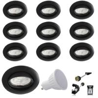 10 X Spots Led GU10 Encastrable Noir Led 6W rendu 50W 120 Blanc Chaud