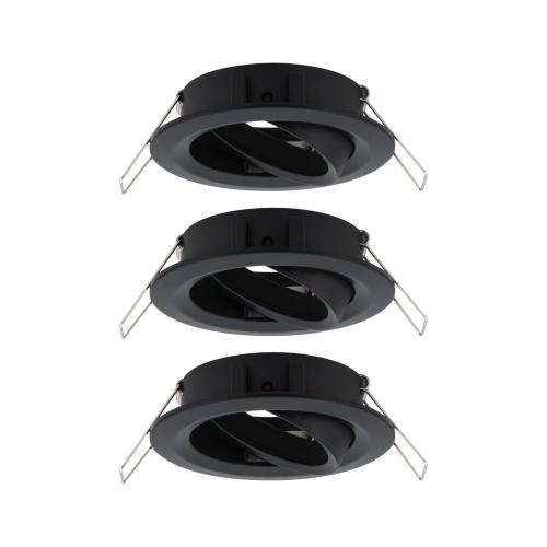 Lot de 3 Spots encastrables 230V Noir mat IP23 pour LED GU10 Paulmann 92487