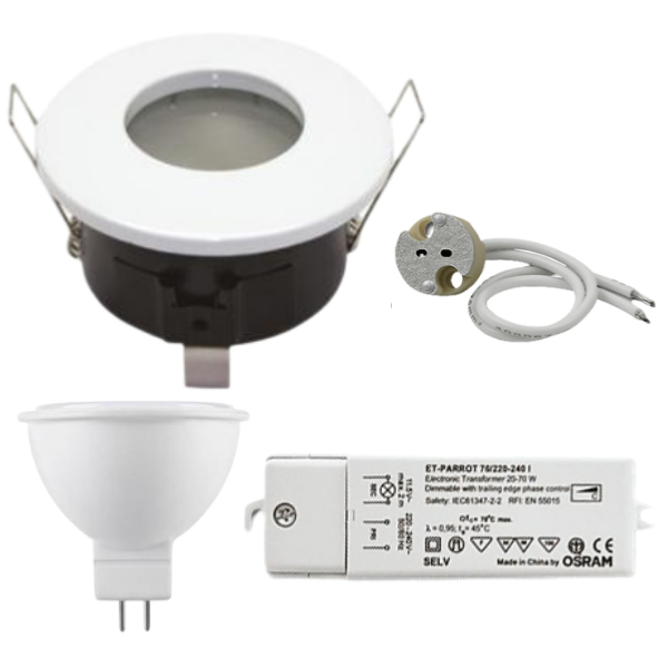 Spot encastré LED blanc 5 Watt blanc froid super plat 230V - convient pour  salle de bain, extérieur IP44 - design élégant, transformateur intégré 