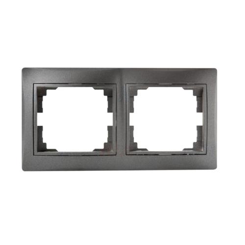 Plaque double horizontale pour prises et interrupteurs Mowion graphite