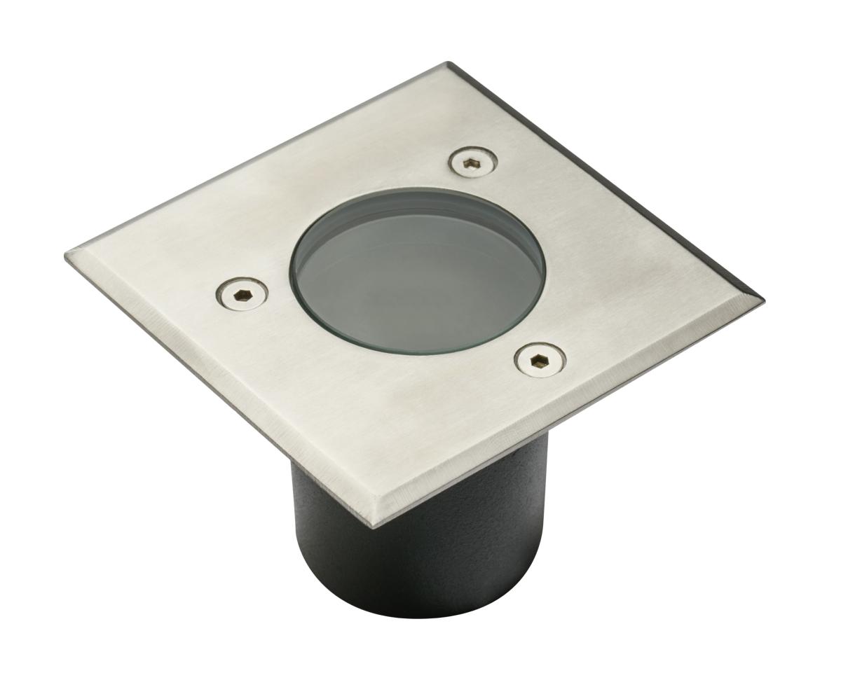 Spot exterieur IP67 MINI 230V pour led GU10 Acier brossé Carré.