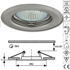 Spot encastrable 12v GU5,3 Chrome mat (Option 230V)