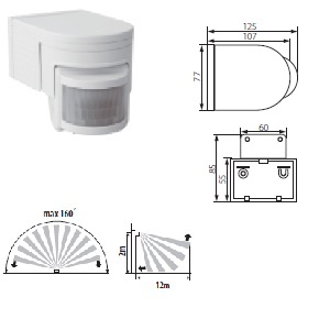 Détecteur de mouvement blanc 220-240V IMPORT
