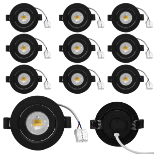 Lot de 10 Spot LED Noir orientable extra-plat dimmable 5W 38° 230V 4000K