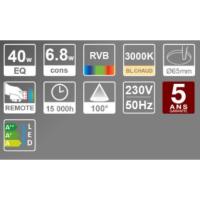 Spot LED RVBW 6.8W 100° 230V Blanc & Couleur + Télécommande XANLITE