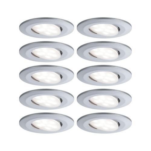 10 x Spots LED encastrables chrome mat neutre Calla 220V 6W IP65 PAULMANN BBC