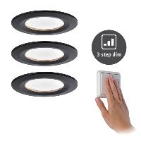 Lot de 3 Spots LED encastrable LED Coin 6W 230V noir 3 intensités PAULMANN 94474