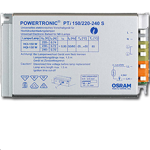 PTI 150/220-240 S OSRAM Ballast électronique pour halogénures métalliques.