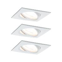 Kit 3 spots encastrables LED carré 220V Blancs 6.5W GU10 Paulmann 93436