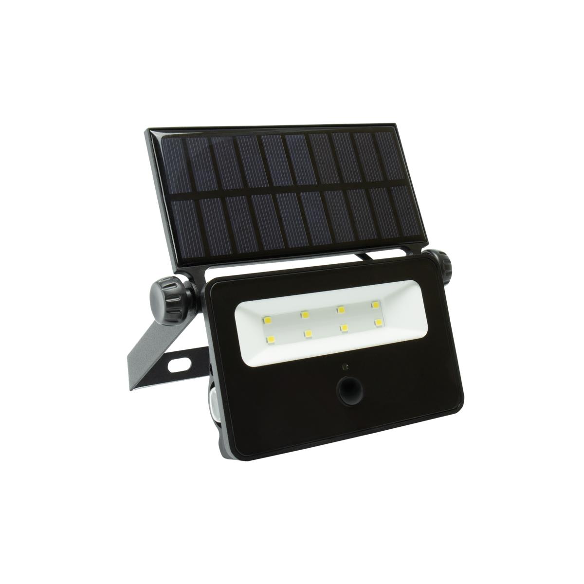 Projecteur LED Solaire 2W IP65 noir 6000K détecteur de mouvement