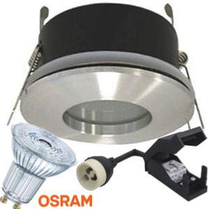 Spot Led salle de bain IP65 Acier 4.3W rendu 50W 36° 2700K avec led OSRAM