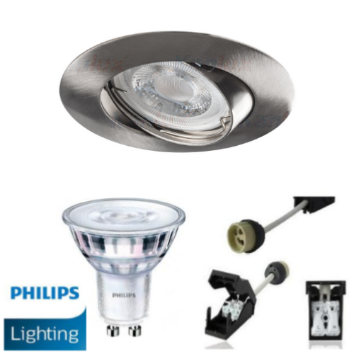 Spot Led GU10 Encastrable Acier brossé équipé LED Philips 5W 2700K